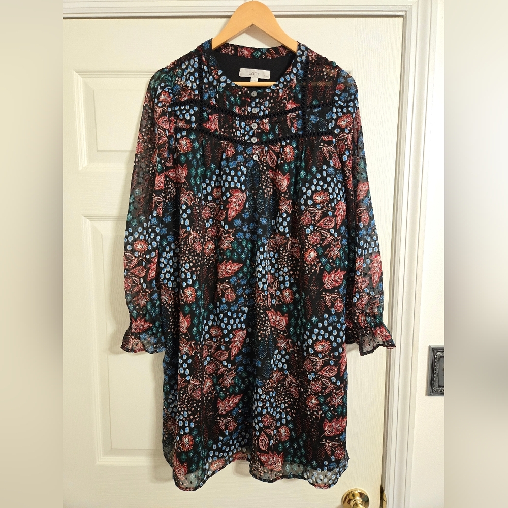 Loft Black And Blue floral dress size XLP (petite)